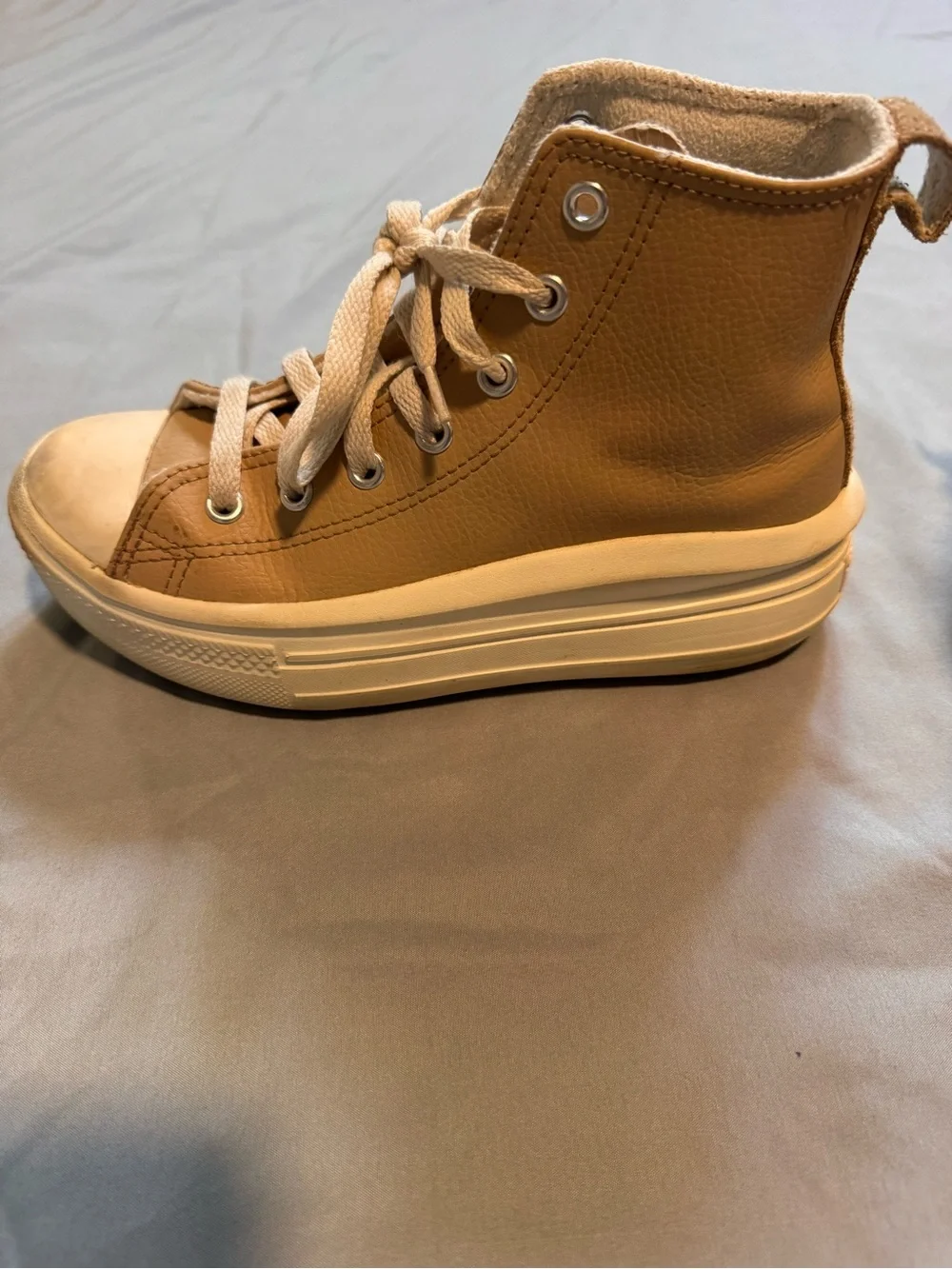 Converse High Top Platform Sneakers in Beige